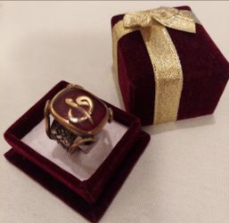 CUSTOM MADE IN TURKEY WITH AQEEQ STONES STERLING SILVER ( SIZE 12 )