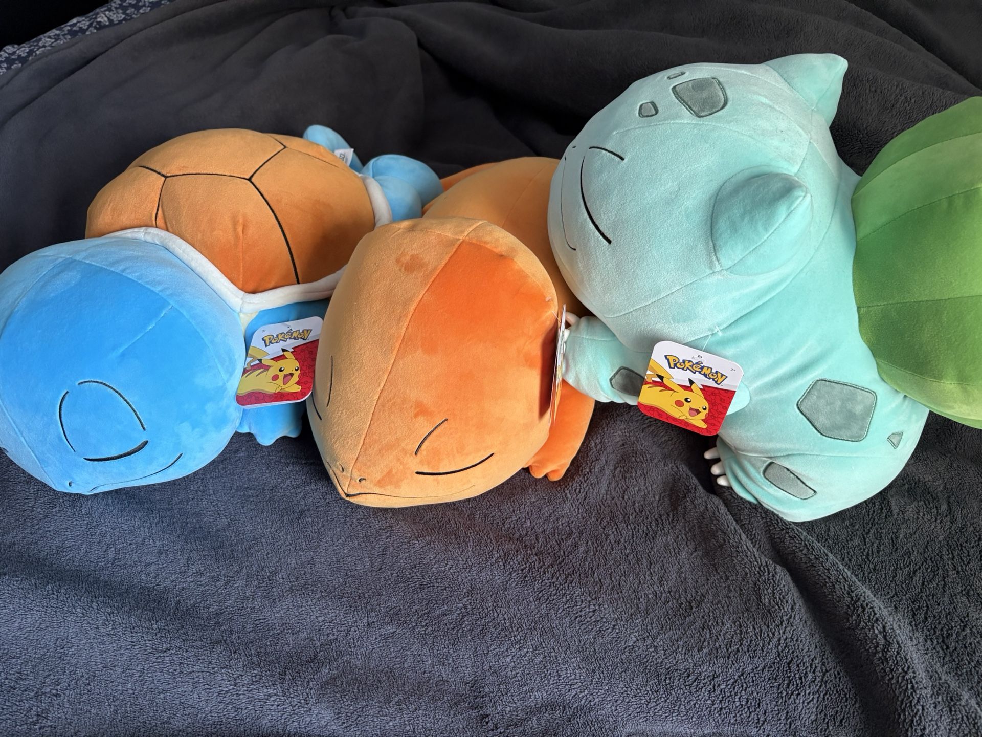 Charmander, Bulbasaur, Squirtle Plushies New