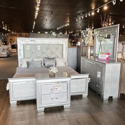 King Bed, Dresser, Mirror And Nightstand 