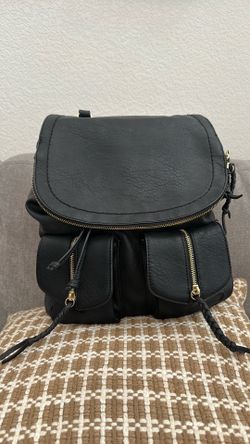Black leather backpack purse