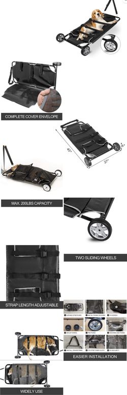 Happybuy Animal Stretcher Black Pet Stretcher 48x26 Inch Animal Stretcher Pet Trolley With Wheels Max 200lbs Capacity 