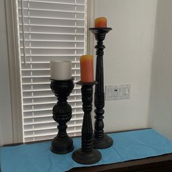 Z Gallerie Candle Sticks holders wooden Engraved
