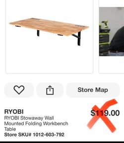 RYOBI RYOBI Stowaway Wall Mounted Folding Workbench Table