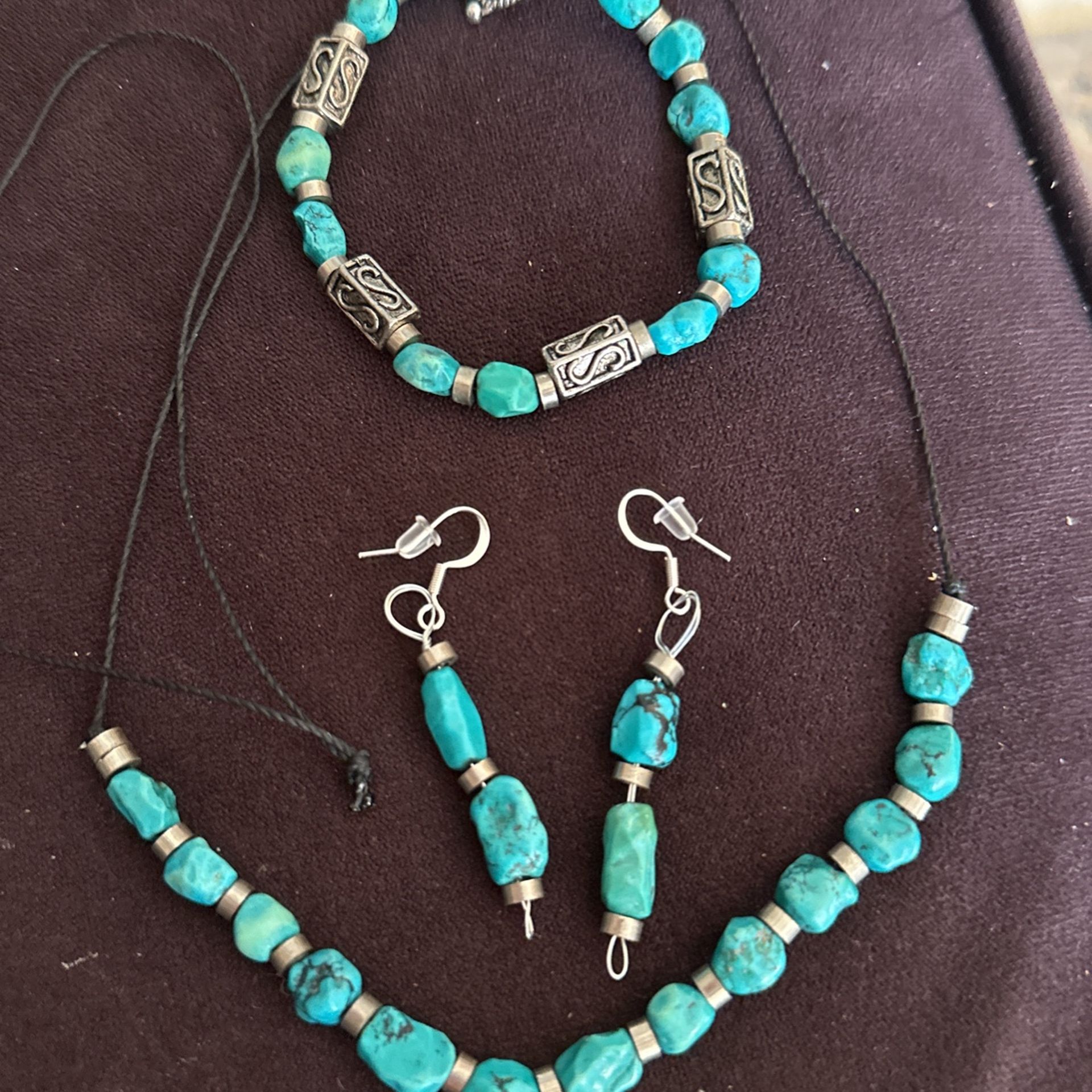 Set 3 Pieces, Silpada Sterling & Turquoise, Bracelet, Earrings & Necklace.