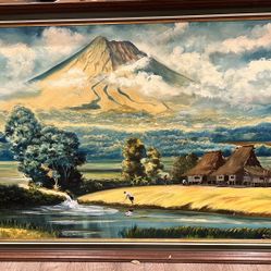 Large Vintage Mt Fuji Painting