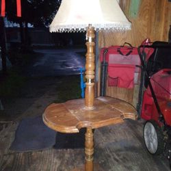 Vintage Wooden Lamp And End Table in 1!