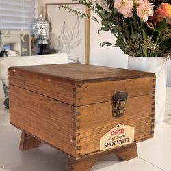 Vintage KIWI Hand-Crafted Wooden Shoe Valet Box.