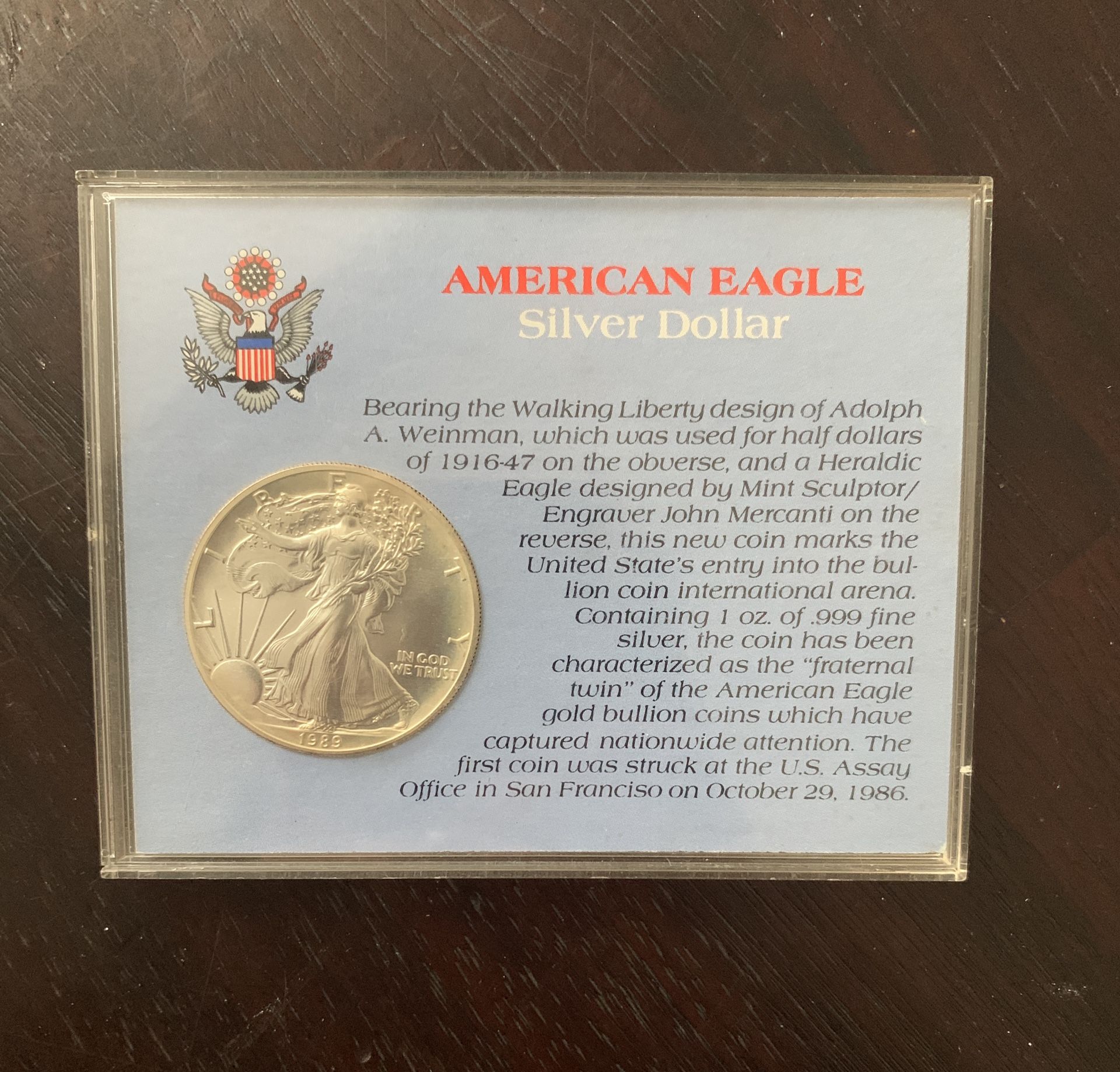 1989 American eagle walking liberty Silver Dollar