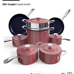 Nuwave Lux 13pc Forged Lightweight Cookware Set PFAS Free, Healthy G10 Duralon Ceramic Coating, Ultra Non-Stick, Stay-Cool Handles, Works on All Cookt