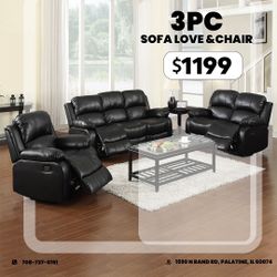 ✨Brand New Recliner 3 Pcs Sofa Love And Chair Available Ready For Delivery 🚚 