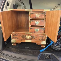 Vintage Wooden Box/storage Jewelry Cabinet