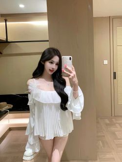 White Off-Shoulder Pleated Blouse
