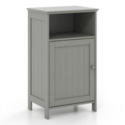 Freestanding Adjustable Shelf Floor Storage Cabinet-Gray