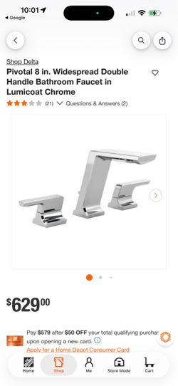 Delta Pivotal 8 in. Widespread Double Handle Bathroom Faucet in Lumicoat Chrome