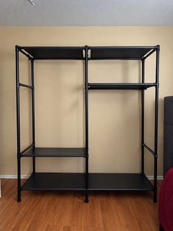 Black Metal Freestanding Closet Organizer with Shelves