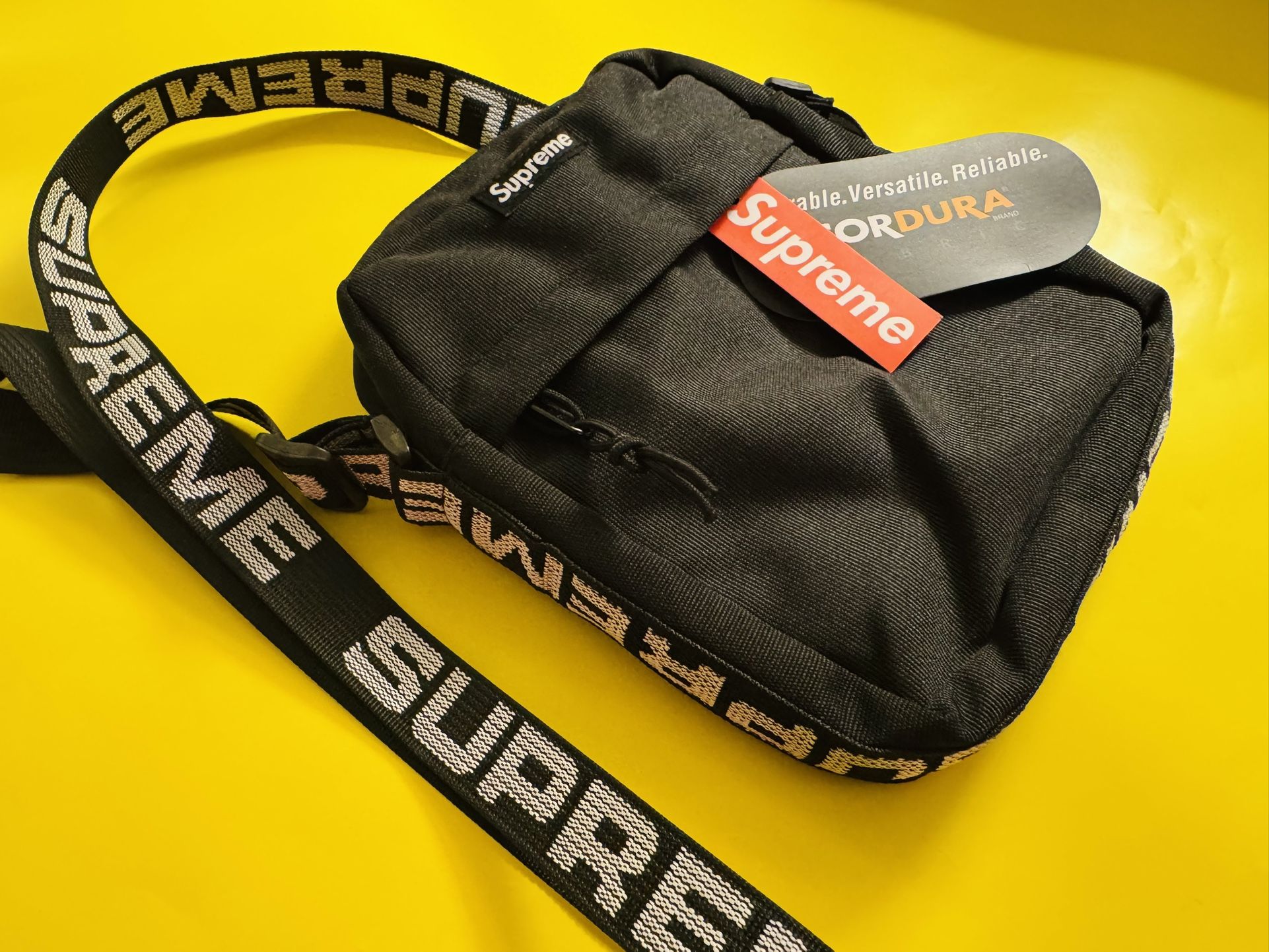 Brand New Supreme Shoulder Bag SS18 Crossbody Black Logo Cordura Unisex Men Women