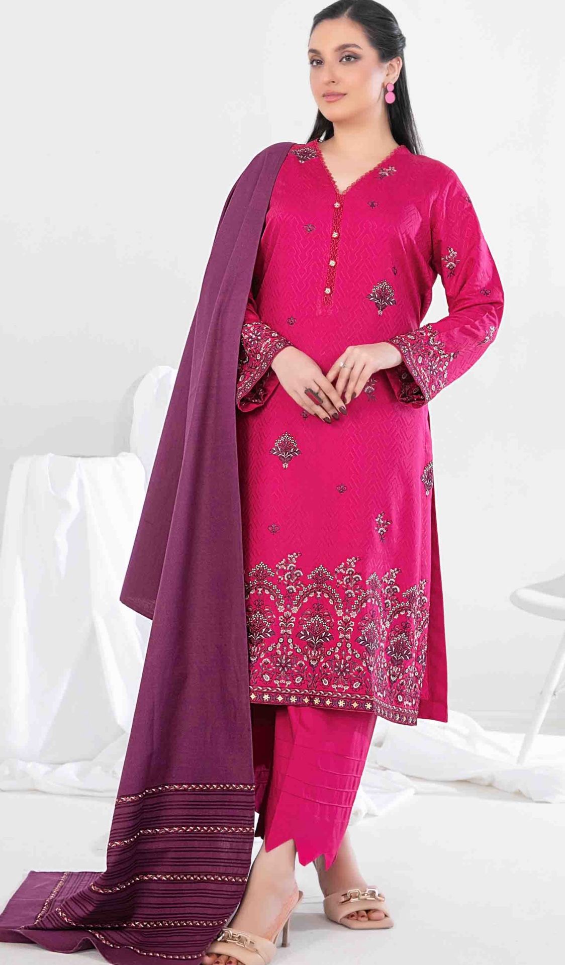 Embroidered Dhanak Dress