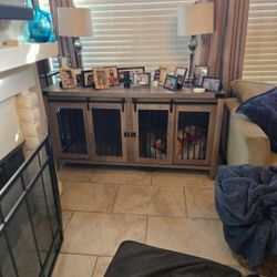 Colitis 64" large single or double dog crate furniture. tv stand and silding doors