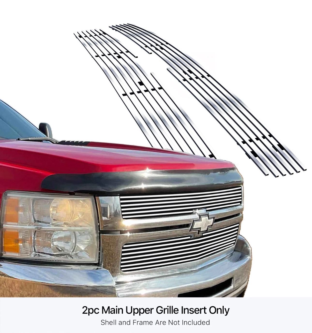 Fits 2007-2010 Chevy Silverado 3500/2500 Upper Chrome Billet Grille Grill Insert