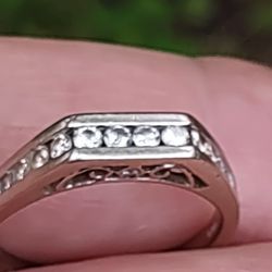 14k White Ring Band. .75 Ct. Size 9 1/4 It Can Be Staked