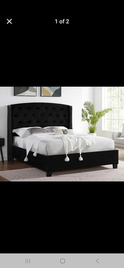 Brand New Black Fabric Bed (Queen or King)