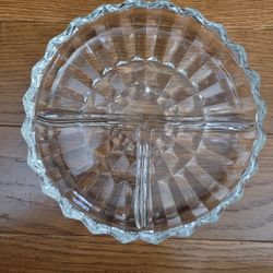 Vintage Mid-Century Clear Pressed Glass Relish/Snack Dish by Indiana Glass