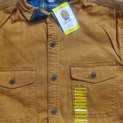 Lands End Men's Flannel Lined Long Sleeve Shirt Jacket 