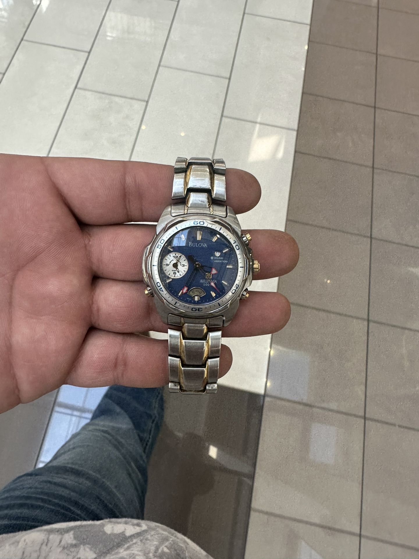 98A51 BULOVA MILLENNIA BLUE DIAL DUAL TONE MEN'S WATCH JB 34