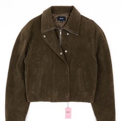 Vidan Brown Suede Moto Jacket – Size S, Minimalist Streetwear Look