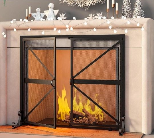 Fireplace Screen with Doors, 2-Pannel
