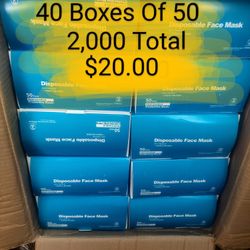 Face Masks - Dust Masks - Level 2 - 40 Boxes Of 50 - 2,000 Total 