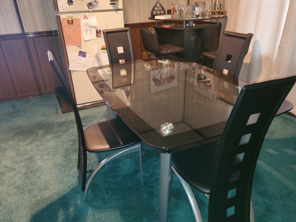 Glass Dining Table and 4 Chairs