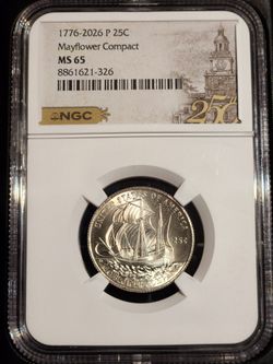 2026-P Mayflower Compact Quarter NGC MS65 – America 250 – $20