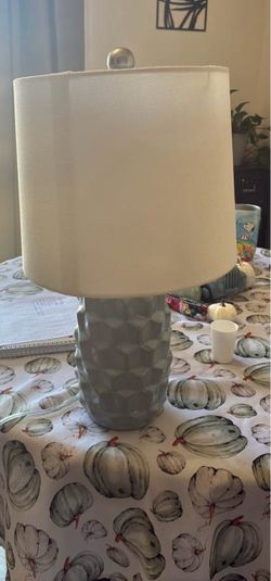 Light blue Ceramic Table Lamp with White Shade