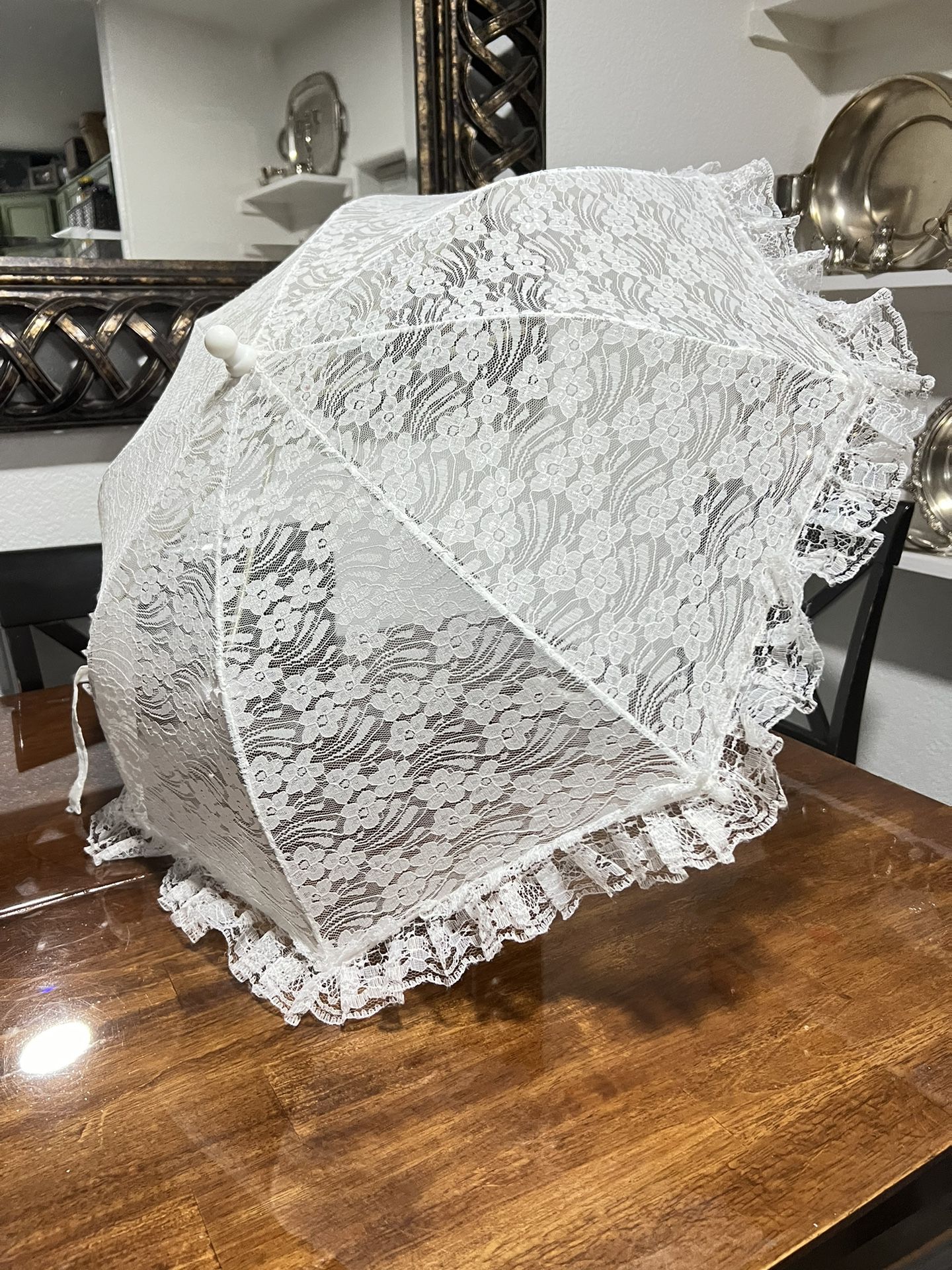   Lace Umbrella bridal white lace parasol. Great condition.
