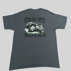 Cedar City Rocks grey vintage 2000’s Jeep off-roading Utah T shirt Size XL