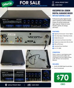 VocoPro DA-2080K Digital Karaoke Mixer w/ Key Control & Echo Tested Works