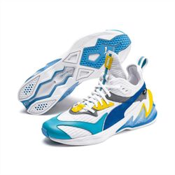 PUMA LQDCELL Origin Men's Training Shoes Sneakers White/Blue/Yellow Sz 8