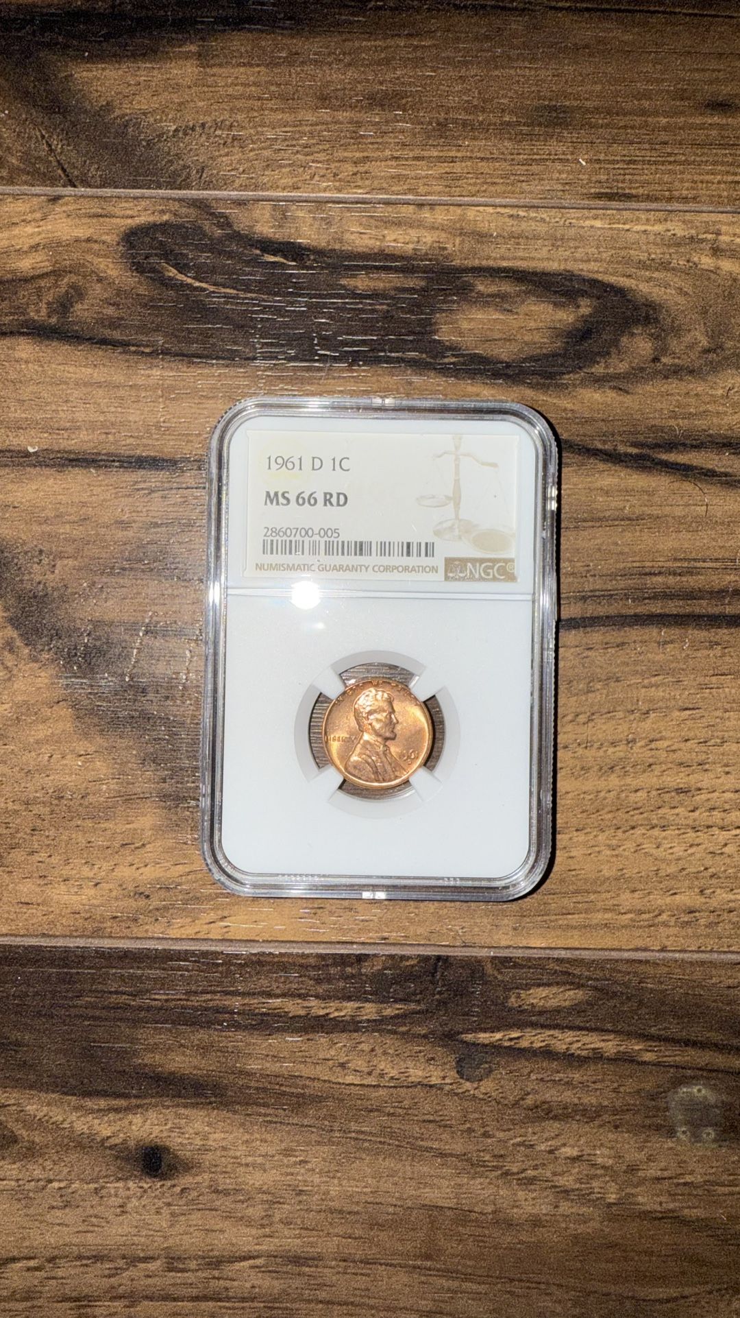 1961 D ,Lincoln Cent MS66 RD- NGC