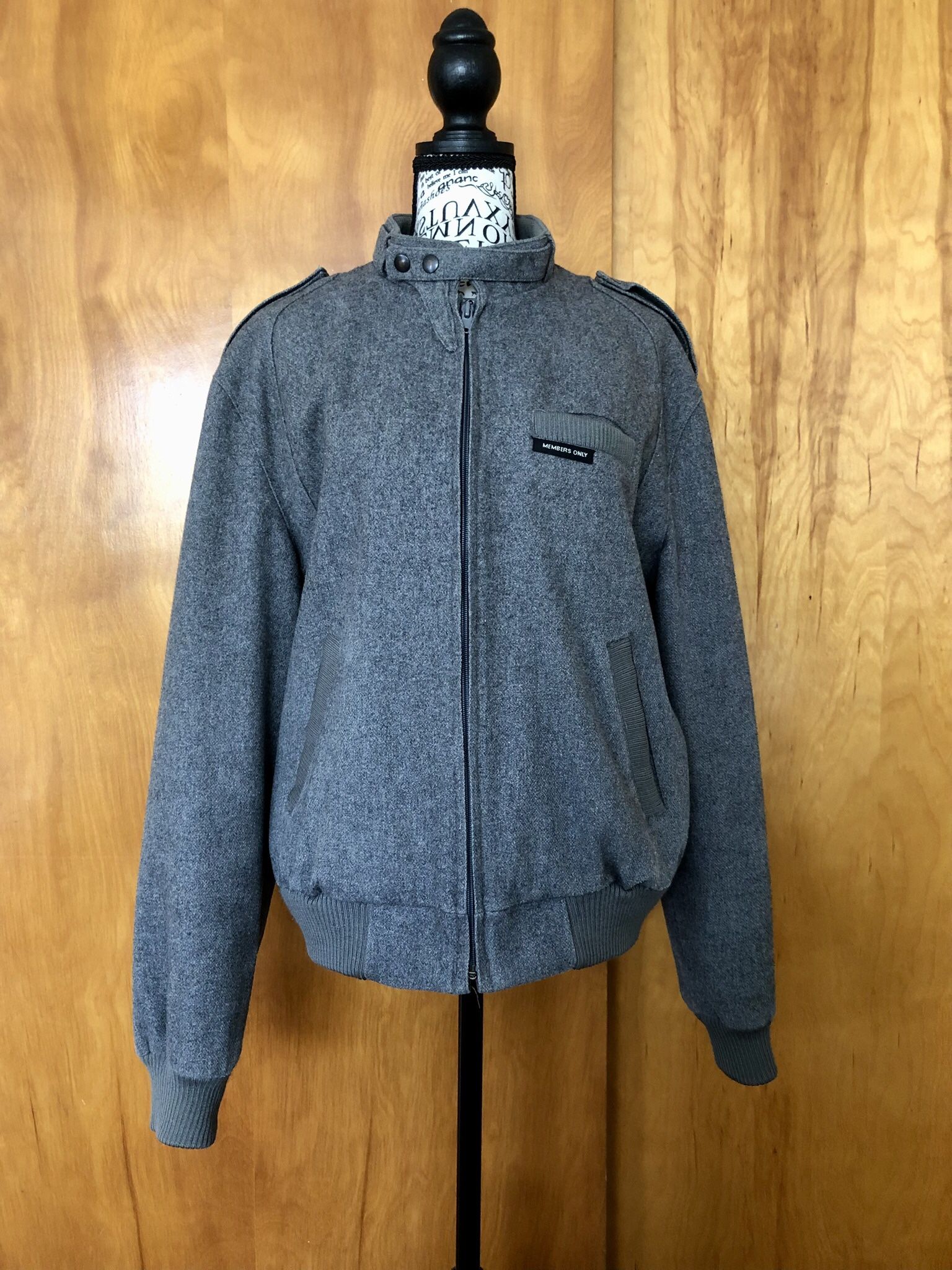 Vintage 89’s Members Only Grey Wool Blend Racer Jacket