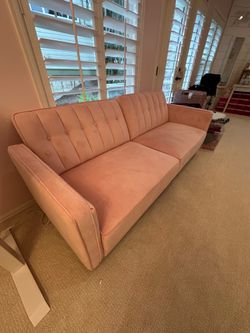 Pink velvet sleeper sofa 81.5”