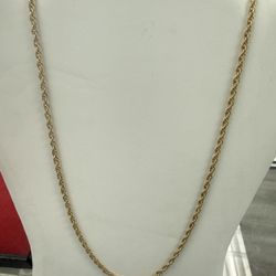 14kt Solid Rope Gold Chain 24 Inches 