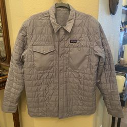 Patagonia Men Gray Reversible Quilted Puffer Jacket Size Large