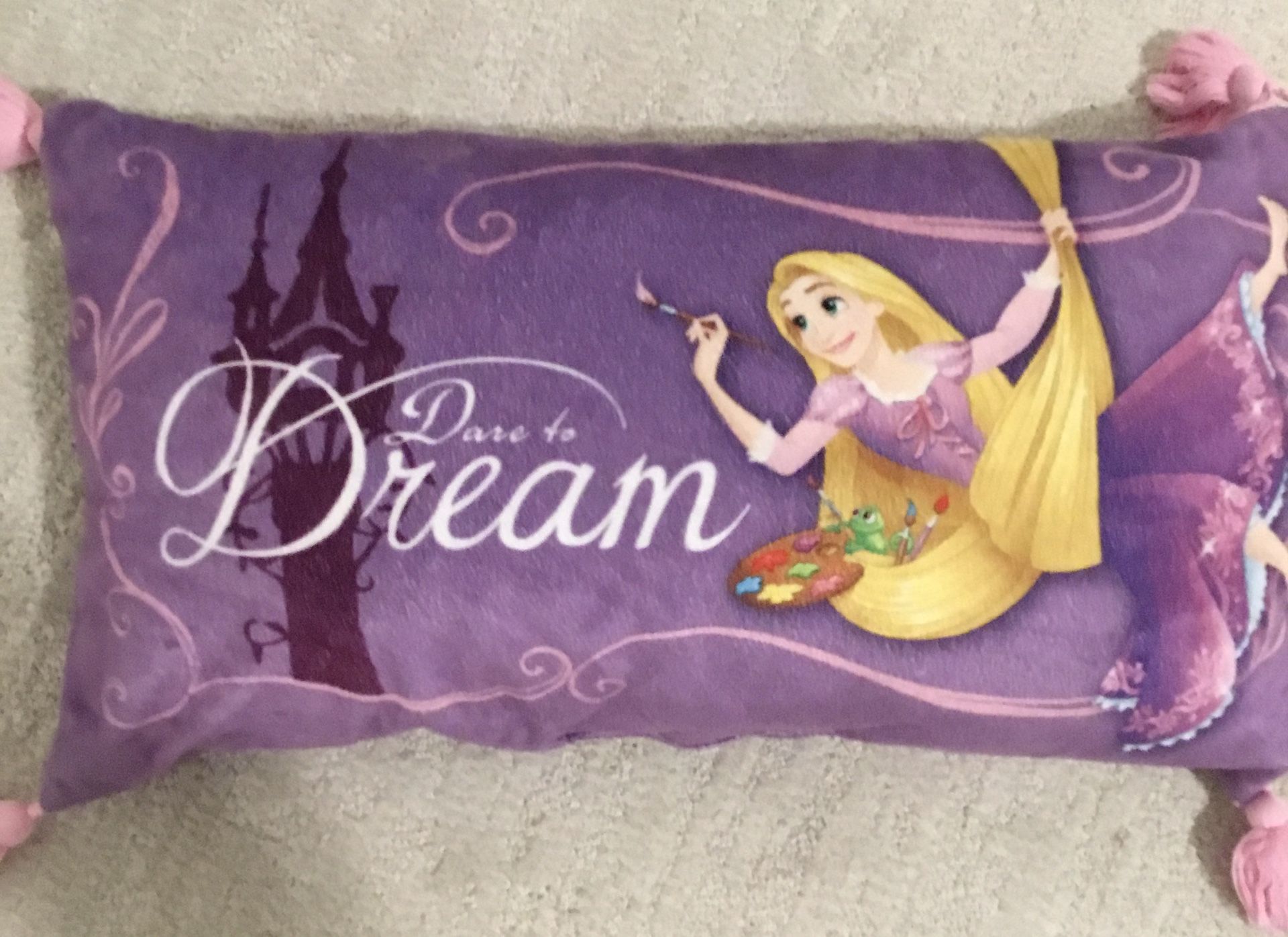 Disney Jumping Bean Tangled Rapunzel Pillow “Dare To Dream”