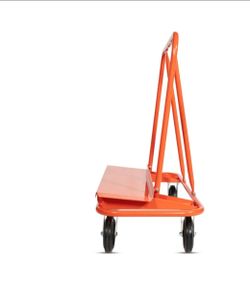Orange Steel Flatbed Platform Cart with Handle