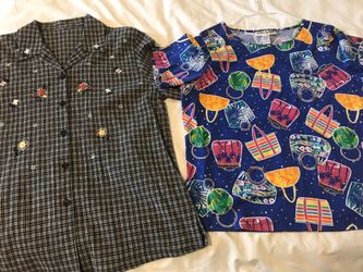 Lot of 2 ladies large spring tops shirts Cathy Daniels