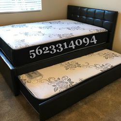 Full Twin Trundle Bed With Both Nice Mattresses Included 