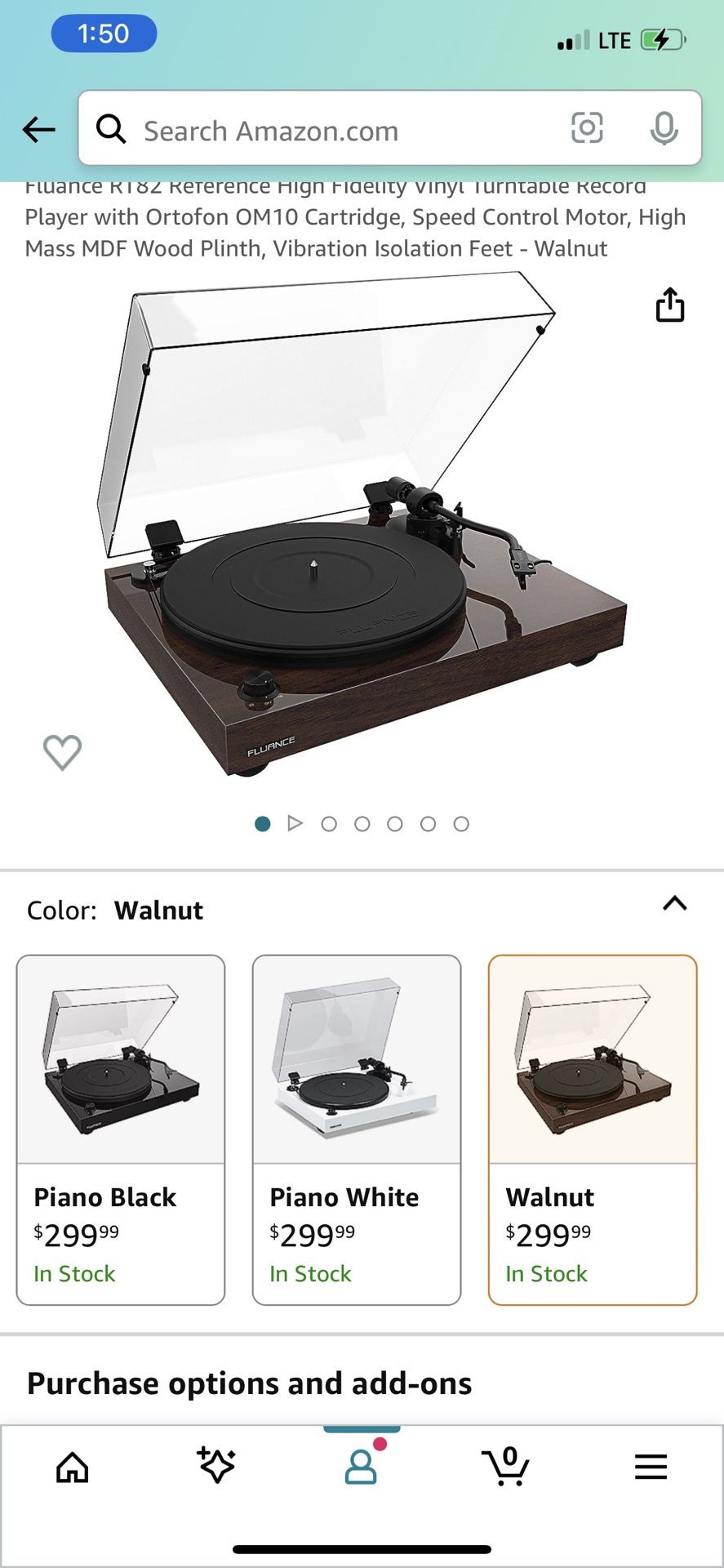 Fluance RT82 Reference High Fidelity Vinyl Turntable Record Player with Ortofon OM10 Cartridge, Speed Control Motor, High Mass MDF Wood Plinth, Vibrat