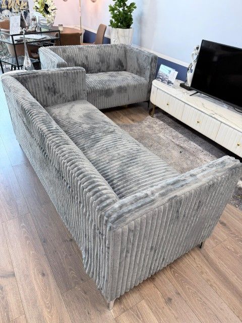 Sofa And Loveseat Set 2 Pieces New Corduroy 72" And 52"