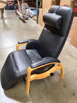 Black faux leather adjustable chair by Back Saver, like new condition